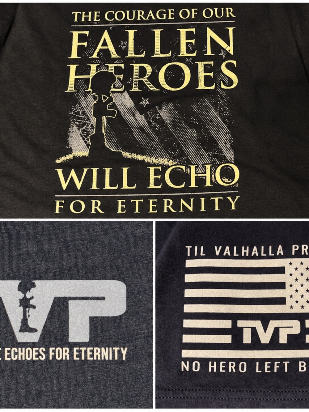 Till Valhalla Black Graphic Tee - Fallen Heroes Will Echo